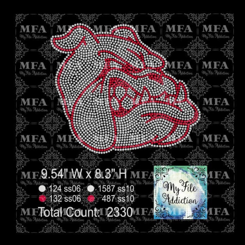 Rhinestone Template Download File Bulldog 2 Bull Dogs Bulldogs Svg Dxf ...