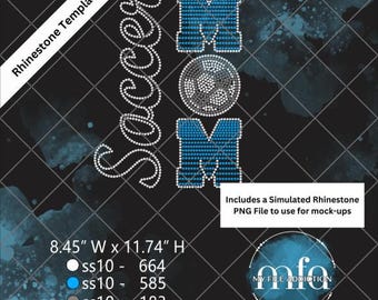 Plantilla vertical de diamantes de imitación para mamá futbolera (archivo ss10) - svg dxf eps plt png