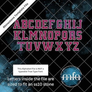 This Is NOT a Typeable font - Pre-stoned 2.6 Inch College Bold Letters ss10 Rhinestone Template Download File svg dxf eps plt