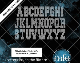 3,98 inch College vetgedrukte letters strass sjabloon (digitaal downloadbestand): ss10 svg dxf eps plt (dit is GEEN typbaar lettertype)