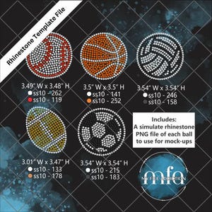 Rhinestone Template Download File Sports Balls ss10 - Baseball Softball Soccer Volleyball Football Basketball svg dxf eps plt