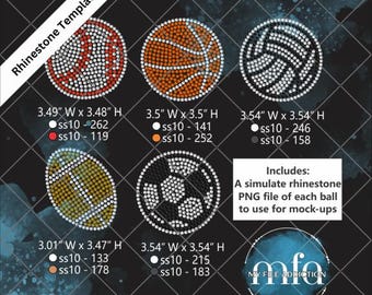Rhinestone Template Download File Sports Balls ss10 - Baseball Softball Soccer Volleyball Football Basketball svg dxf eps plt