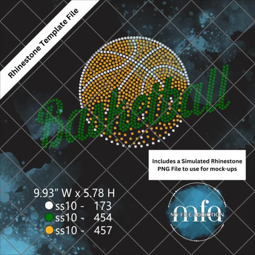 Basketball Fade Rhinestone Template Download File Ss10 - Svg Dxf Eps ...