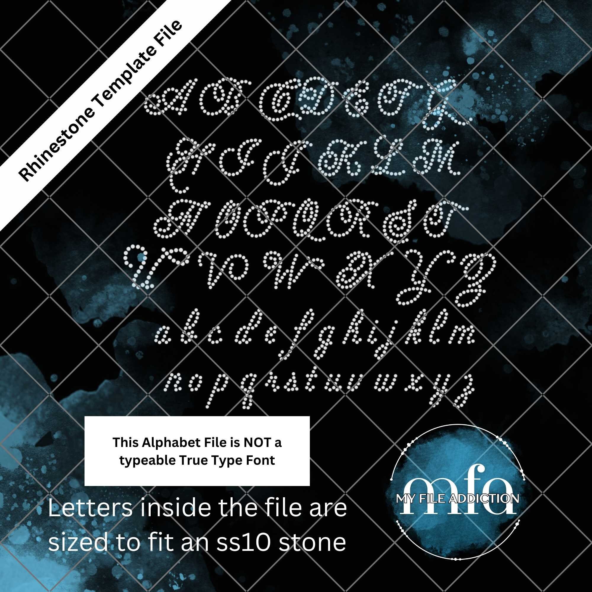 This Is NOT a Typeable font - Pre-stoned Script Fancy Small Letters ss10 Rhinestone Template Download File svg dxf eps plt