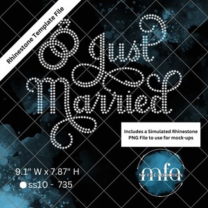 Strass Vorlage Just Married 2 Braut Hochzeit ss10 svg dxf eps plt File