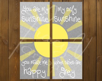 Printable Wall Art - You Are My Sunshine 4 Piece Set (8x10)