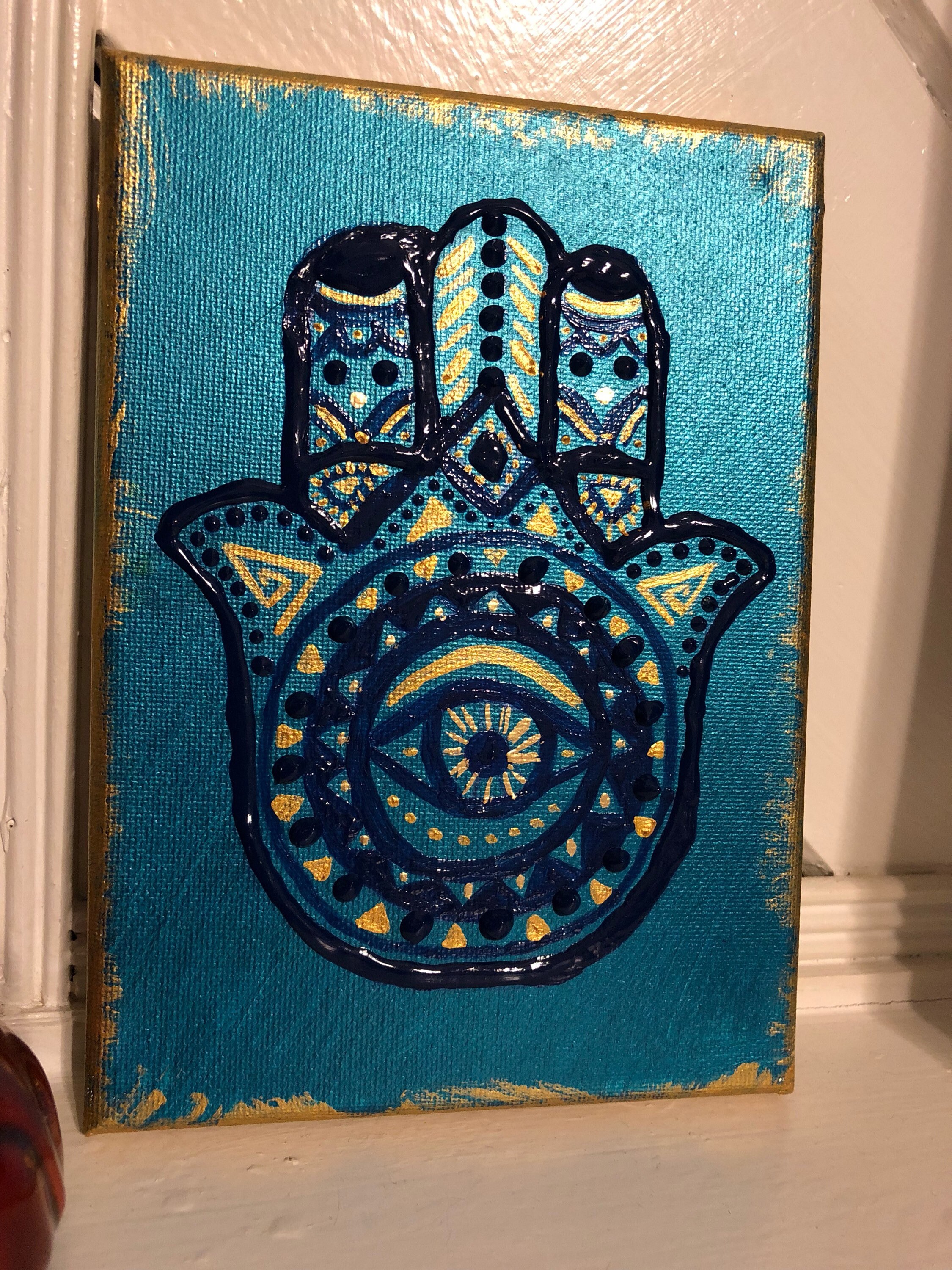 Hamsa Hand Canvas Etsy