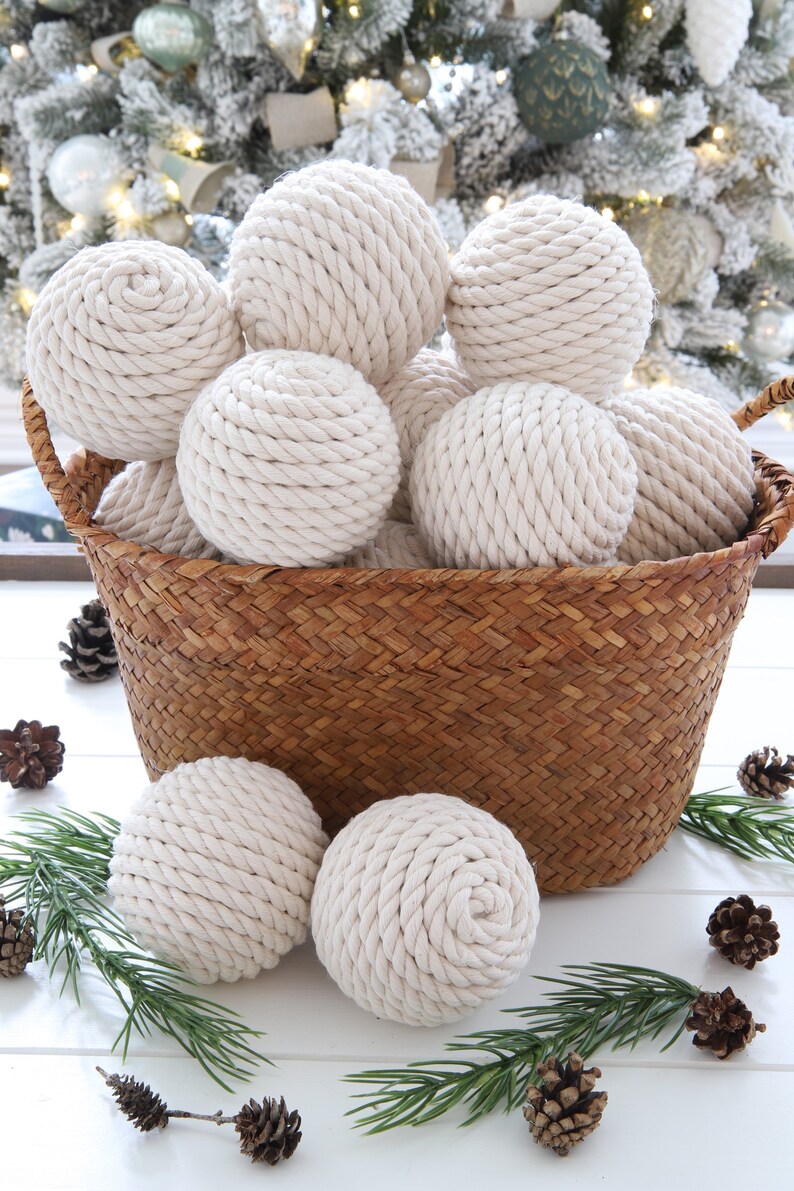 Cotton rope ball bowl filler nautical decor Hamptons Etsy België