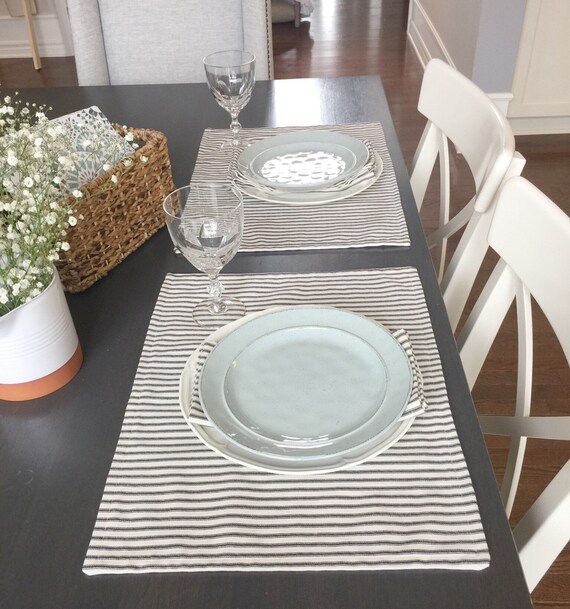 Ticking stripe placemats farmhouse placemats set of 4 or 6 Etsy