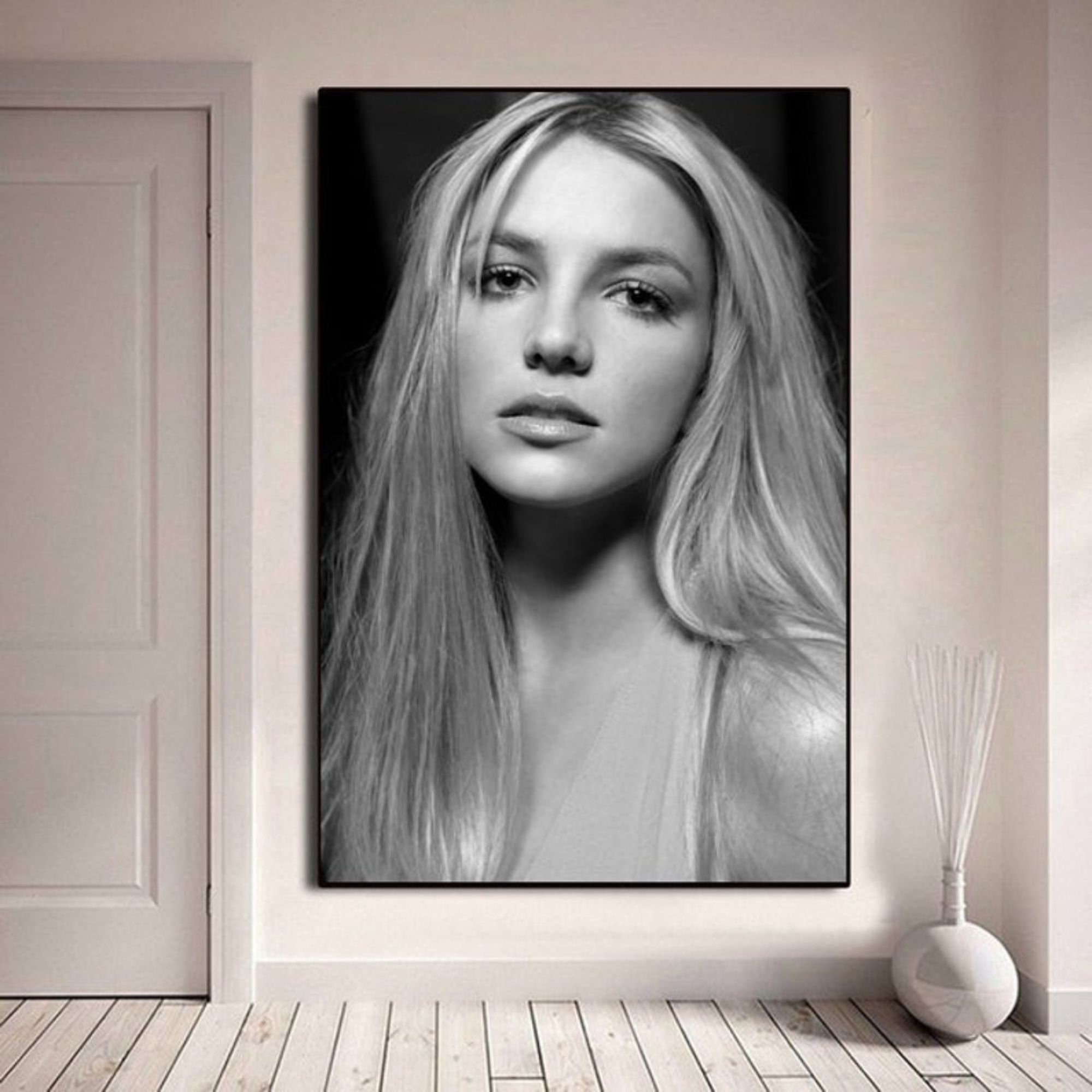 Britney Spears Black and White Celebrity Silk Poster