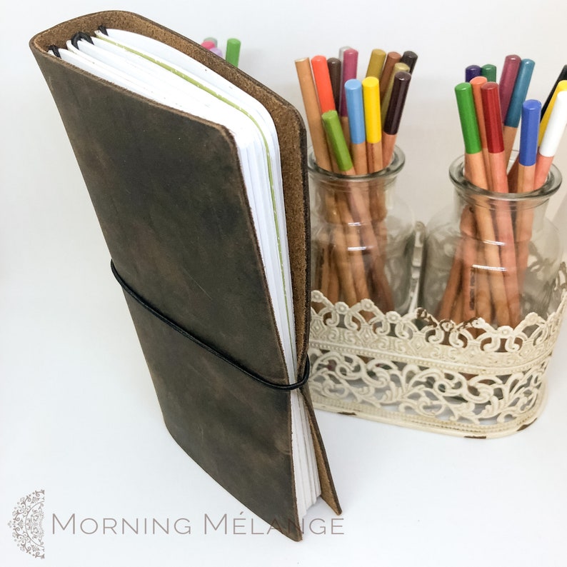 Smooth Brown Leather Notebook Cover A6 A5 Wide Standard Etsy