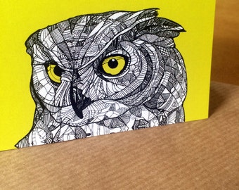 Geometric Owl - A6 Card