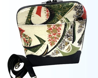 Artsy Graffiti Tremont Crossbody Purse, Upcycled Vintage 1950s Barkcloth Mid-Century Modern Abstract