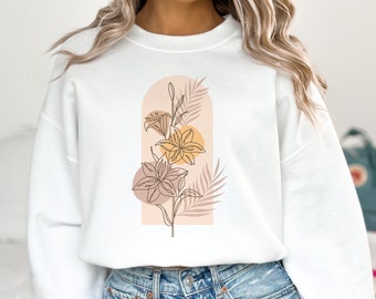 Boho Flower Unisex Crewneck Sweatshirt Cute Vintage Pullover Southwestern Desert Floral