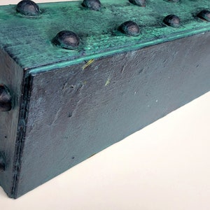 Rusted Bronze Floating Shelf: Green Patina Metal Finish