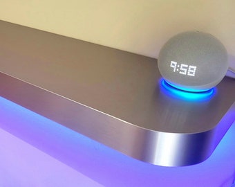 Prateleira flutuante de aço inoxidável feita à mão: cantos arredondados