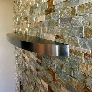 Curved Stainless Steel Floating Shelf: Modern Oval Mantel