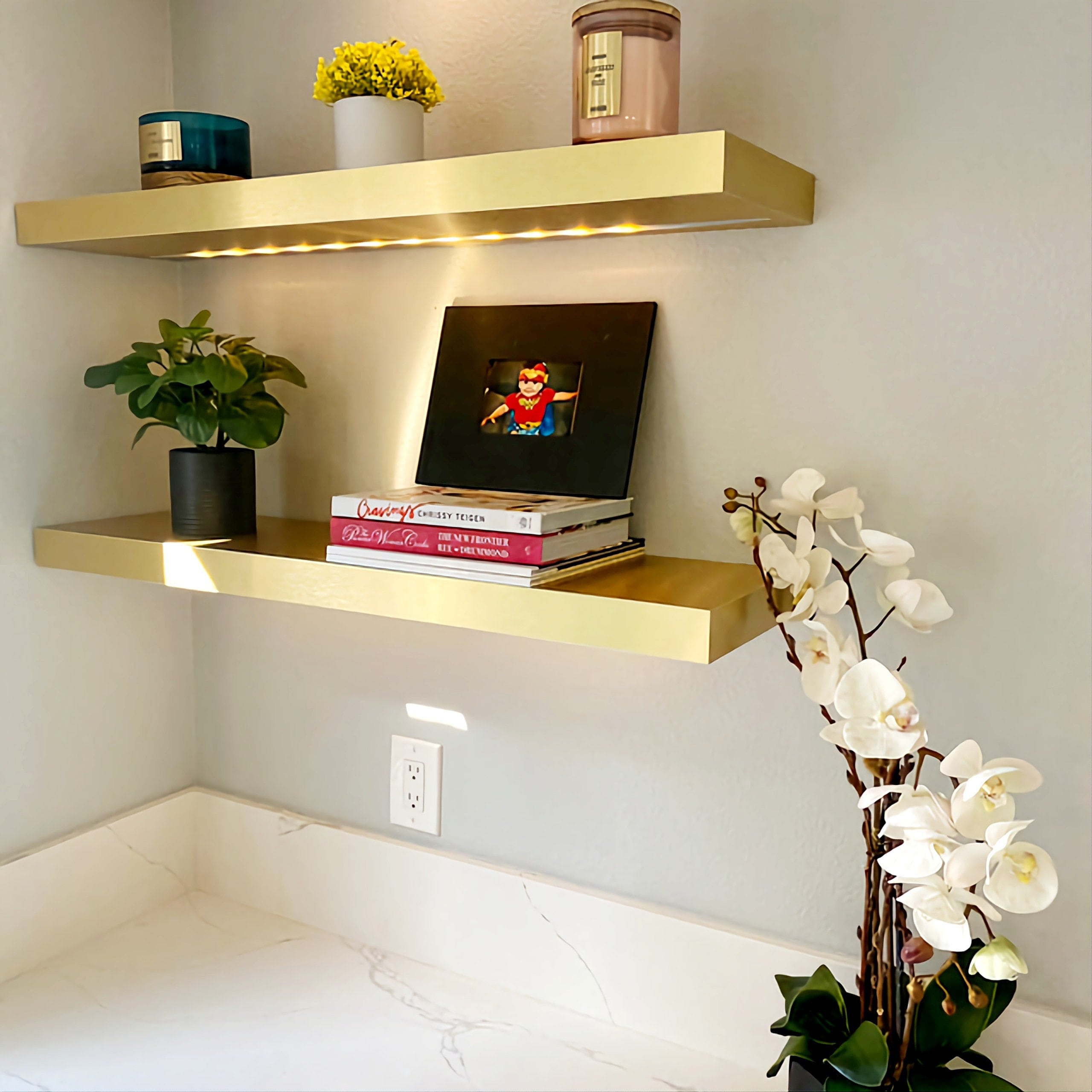 Gold on sale floating shelves