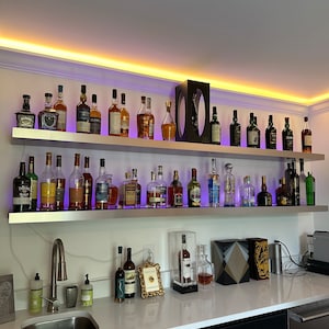 Custom Modern Stainless Steel Floating Shelf,kitchen stainless steel shelves with LED striplight (white 3000K)