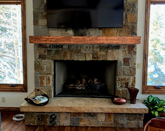 Prateleiras, prateleira flutuante em cobre, DEBRA martelado à mão, cobre oxidado, cornija de lareira