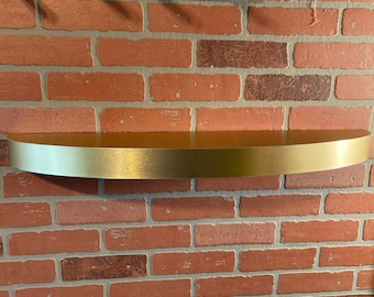 Floating shelf, mantel - curved, golden stainless, oval modern floating shelf ( laminated with o,8 mm solid stainless)