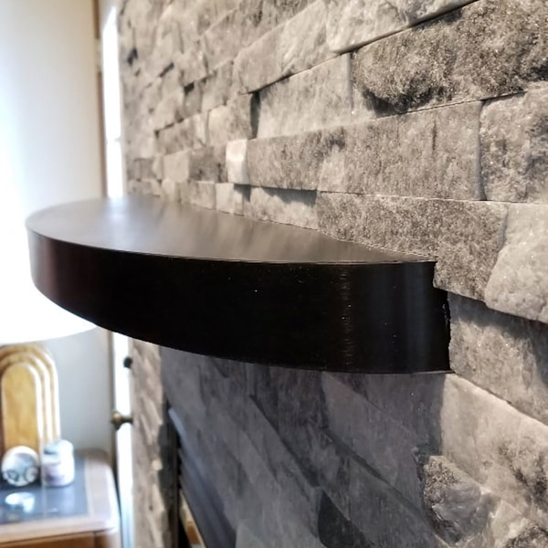 curved black matt stainless  floating shelf,mantle,mantel- oval modern floating shelf