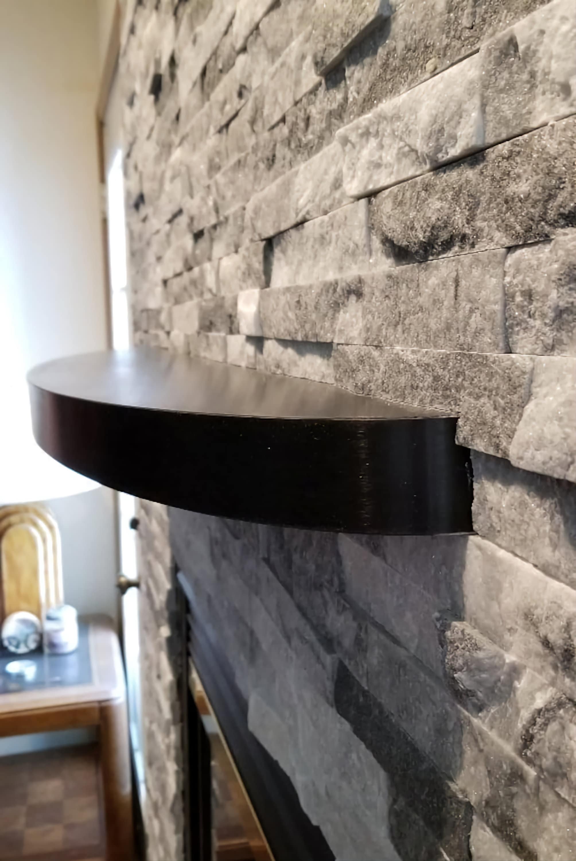 Curved Black Metal Floating Shelf Modern Oval Mantel