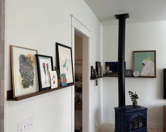 Prateleira de borda de nogueira preta: prateleira flutuante rústica