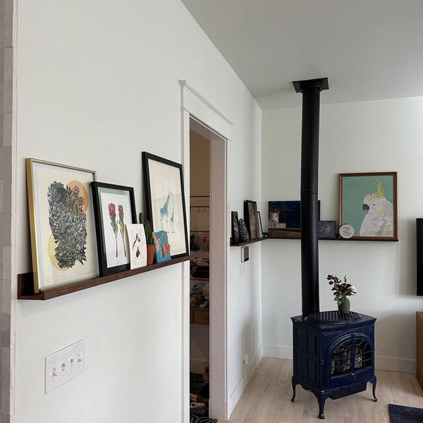 Black Walnut Picture Ledge Shelf: Rustic Floating Shelf