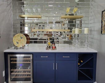 Golden(solid stainless-brushed brass )laminated modern wooden floating shelf,kitchen shelf