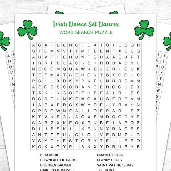 Irish Dancing Printable, Irish Set Dances, Instant Download PDF, Dance Class or Feis Activity, Set of 3 Irish Dance Word Search Puzzles