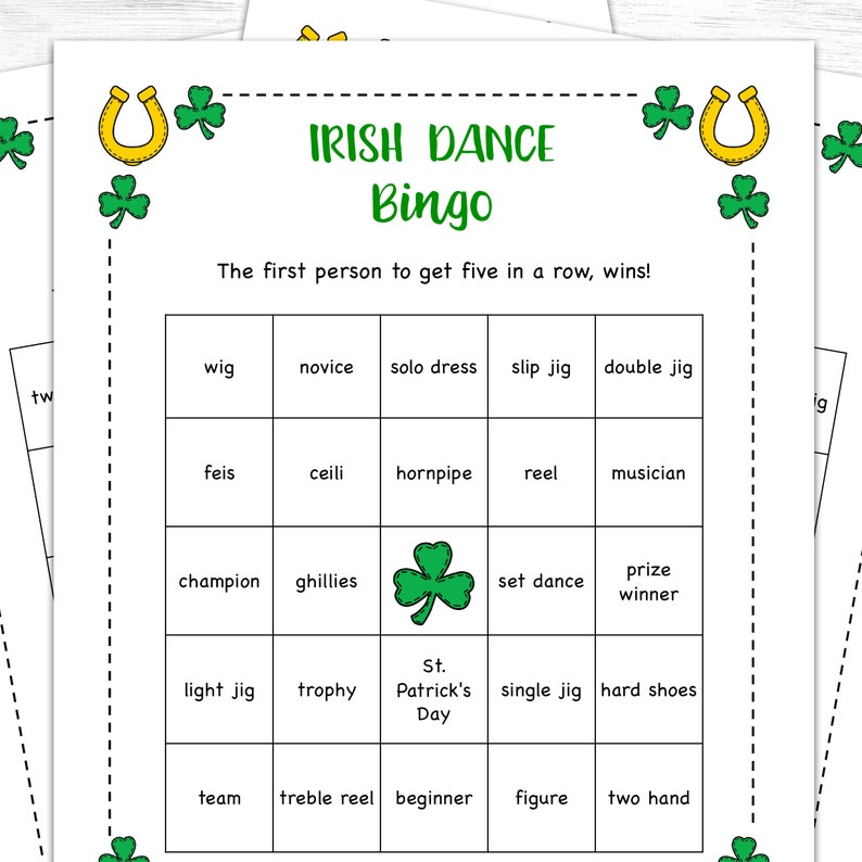 Irish Dance Bingo Cards Digital Instant Download PDF Etsy