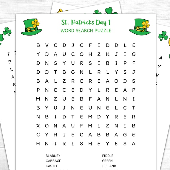 Ireland Word Search Puzzles, St Patrick'S Day Activity Sheet, Kids.