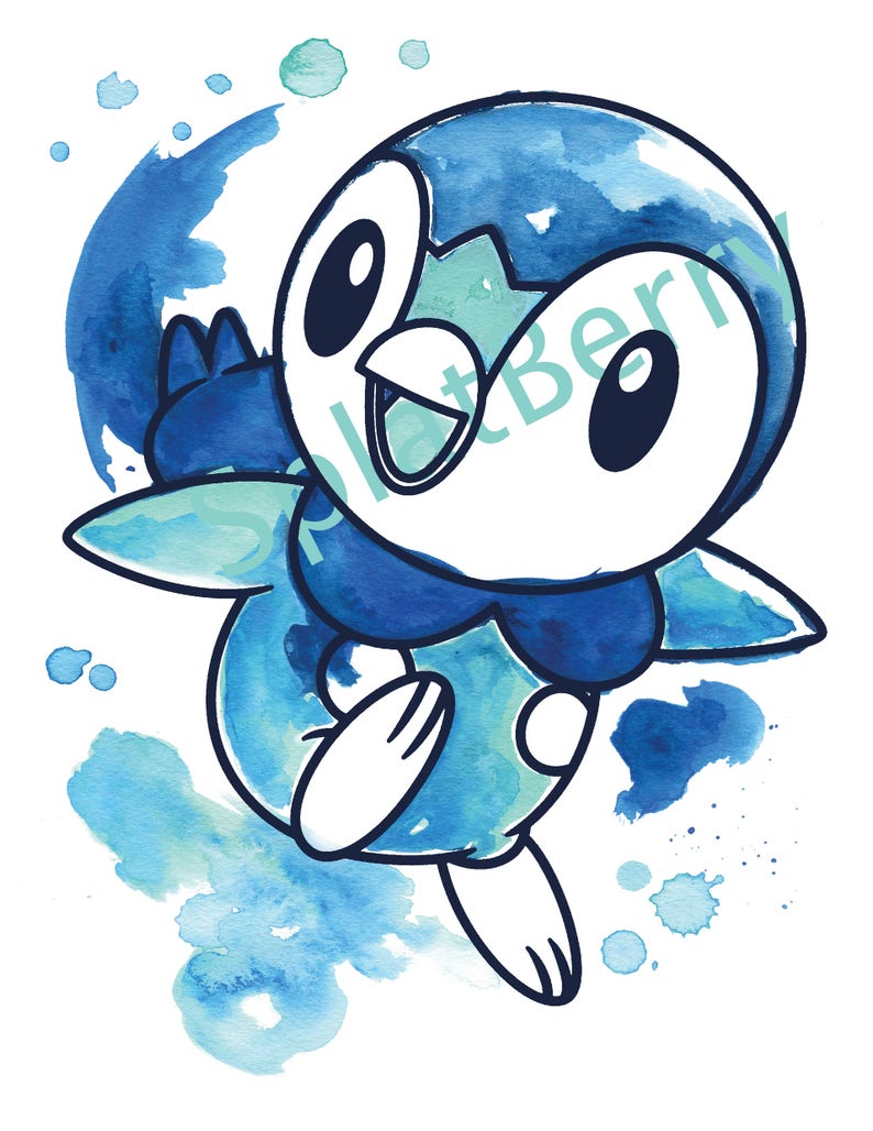 Lovable Printable Pokemon Prompt Down load! Piplup Watercolor Splash Blue or Black Define Photoshop Layered picture about Printable Pokemon identified as Adorable Printable Pokemon Immediate Down load! Piplup Watercolor Splash Blue or Black Determine Photoshop Layered