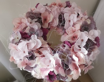 Door wreath, wall wreath, table wreath, hydrangeas, silk flowers, identical to nature, durable all year round, flowers for indoor and outdoor spring summer decoration