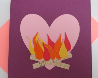 Valentine Fire Card - Message Inside (Valentine's Day card)