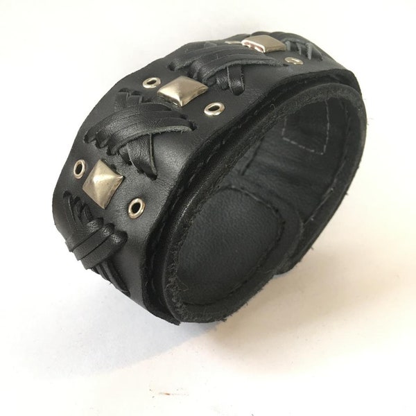 Genuine Leather Bracelet | Long Black leather Bracelet | Leather Cuff | Genuine Leather Wristband | Wrist Wallet