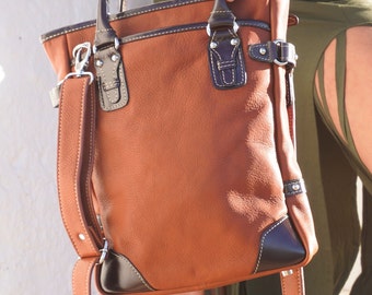 Elegant Leather Satchel, Crossbody Laptop Tote Bag
