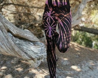 Leginsy Black Tie Dye, fioletowo-pomarańczowe detale, wiskoza bambusowa