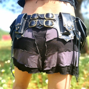 Festival Mini Skirt, Pixie Skirt, Festival Clothing Women, Festival Outfit, Psy Trance Skirt, Black and Gray
