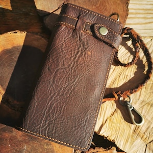 Vintage Leather WalletBiker, Wallet Braided Chain, Gift for Him, Gift for Her