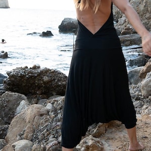 Boho Harem Jumpsuit – Open Back Overalls – Festival Outfit – Loose Yoga Jumpsuit – Backless Bohemian Romper