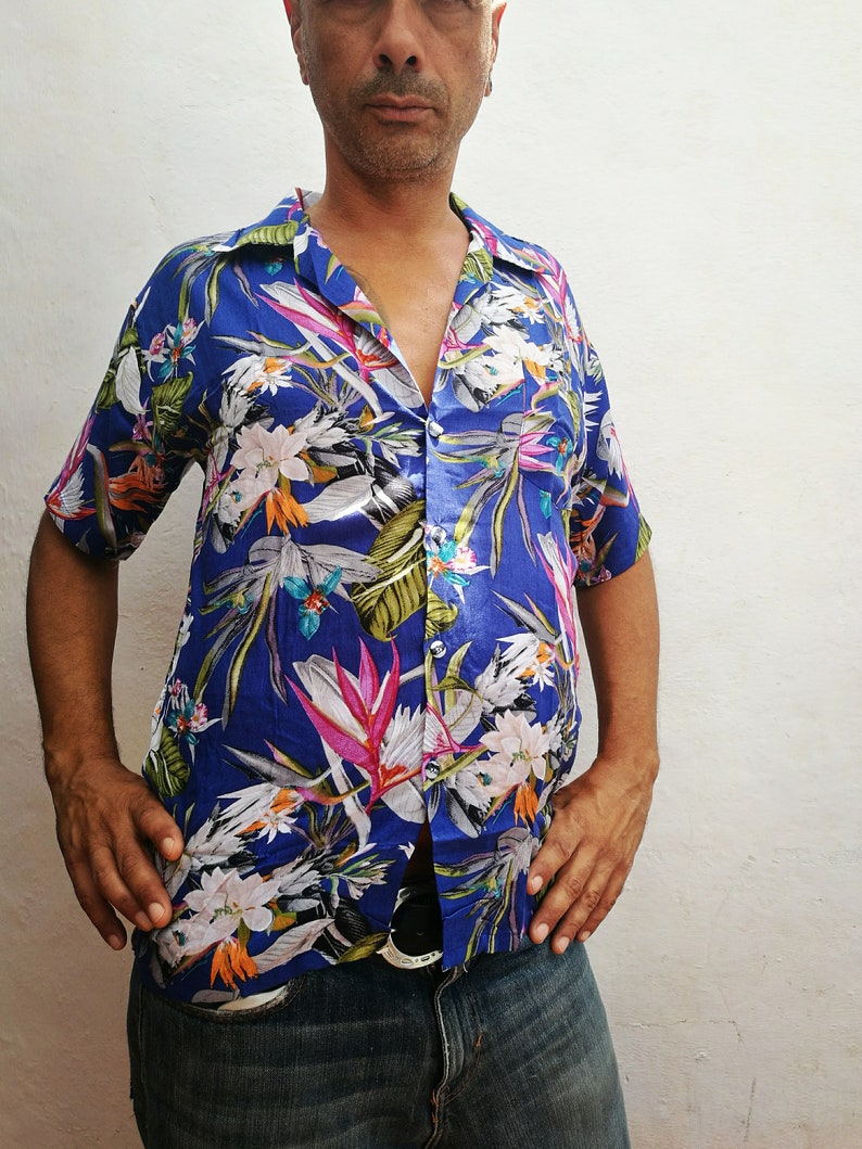Button Down Shirt Red Hawaiian Shirt,Boho Hippie