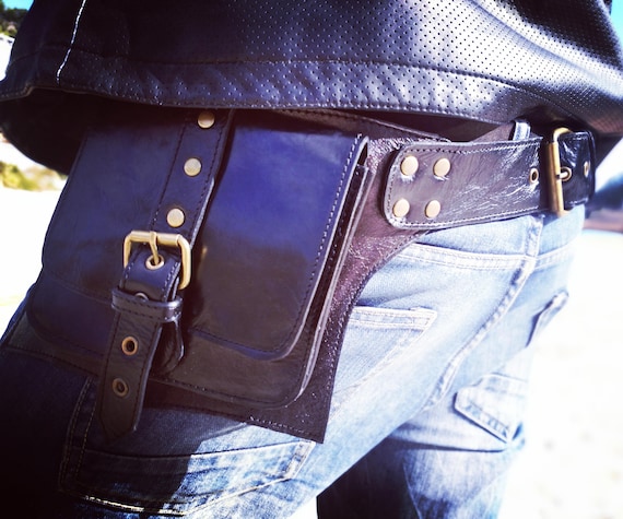 Handmade Leather Utility Belt, Festival Hip Bag, Motorcycle  display picture 3