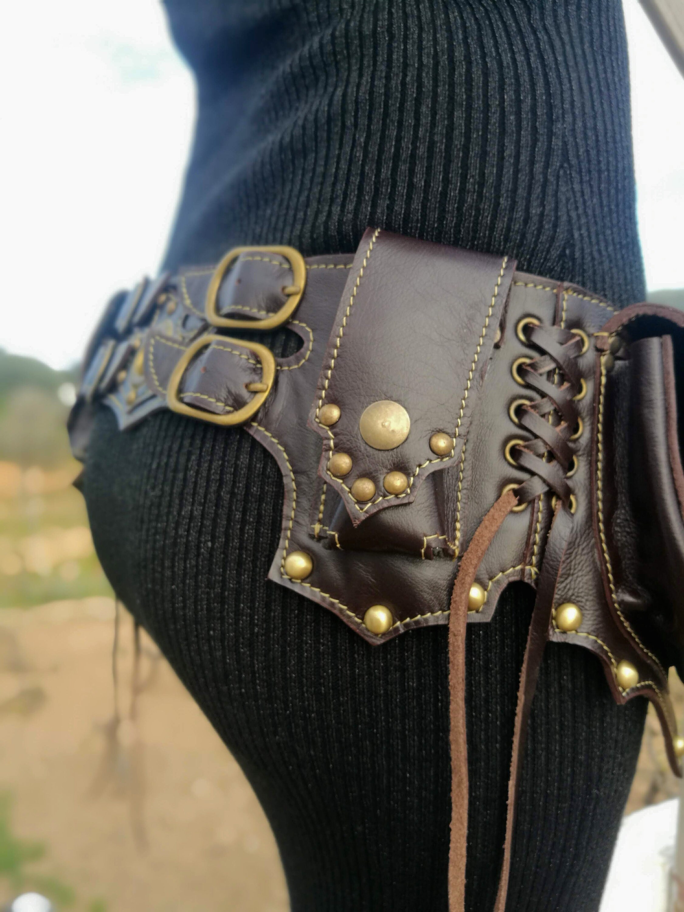 Brown Leather Utility Belt Festival Hip Belt Alternative Etsy