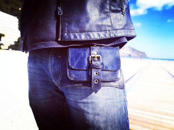 Biker belt / Festival belt Handmade Leather Waist Thigh Bag: Festival Biker Hip Belt - Etsy main image 2