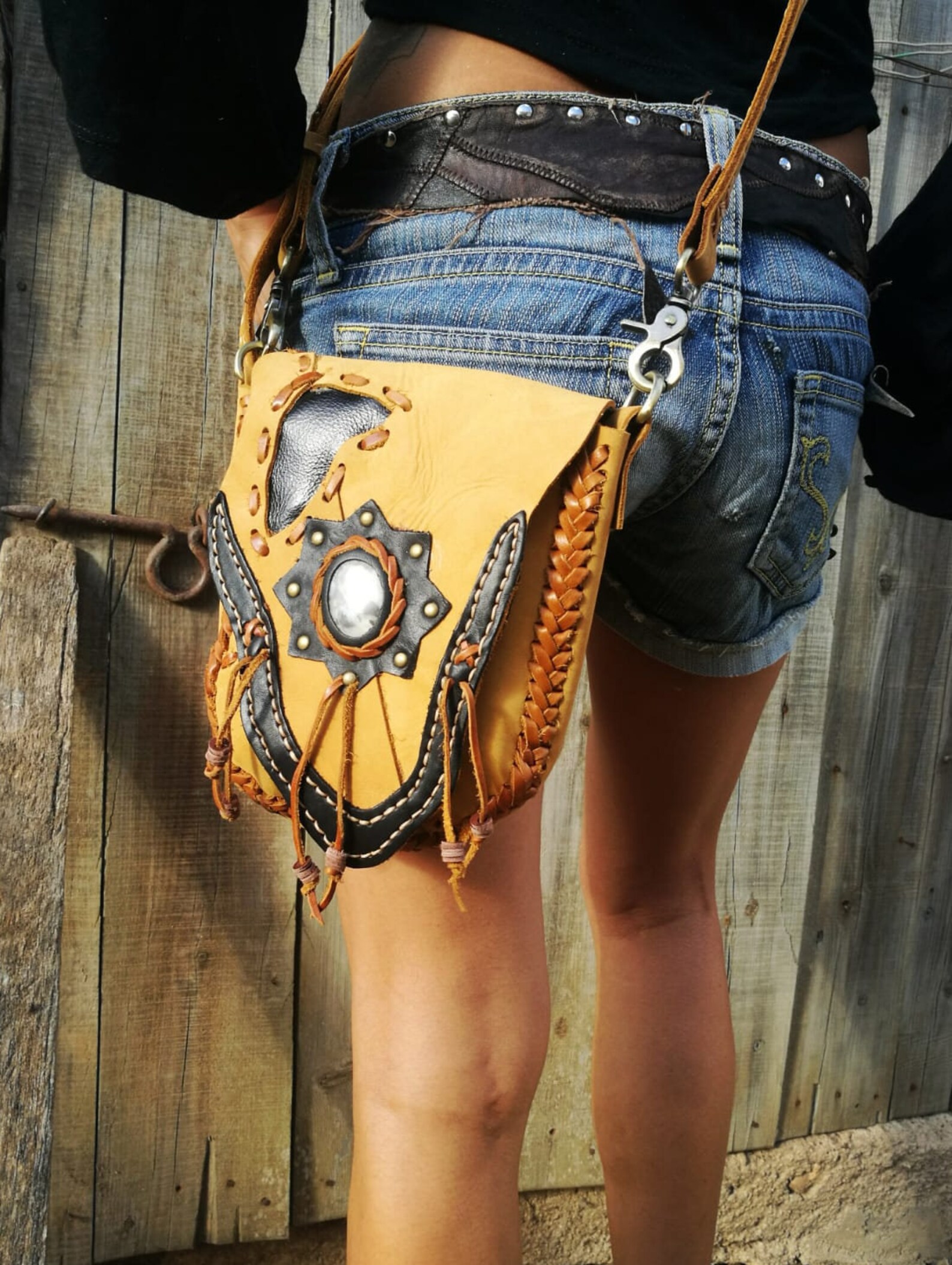 Braun Leder Festival Fanny Pack Brennende Mann Taille Beutel | Etsy