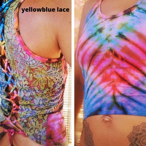 Tie Dye Shirt Boho Top, Corset Top With Black Lace, Hippie Crop Top, Festival Clothing Women - Etsy