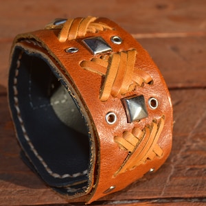 Genuine Leather Bracelet | Long Black leather Bracelet | Leather Cuff | Genuine Leather Wristband | Wrist Wallet