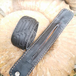 Pulsera de cuero, brazalete con bolsillo secreto, pulsera de cuero hecha a mano